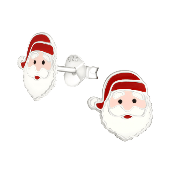 Children's Sterling Silver Christmas Jolly Santa Claus Stud Earrings