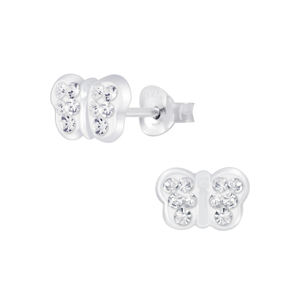 Children's Sterling Silver 'Sparkle and Shine Butterfly' Crystal Stud Earrings