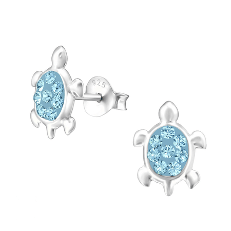Children's Sterling Silver Blue and Green Diamante Butterfly Stud Earrings