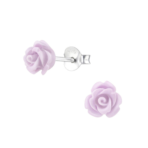 Children's Sterling Silver 'Light Purple Flower' Stud Earrings