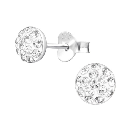 Children's Sterling Silver Pink Diamante Flower Stud Earrings