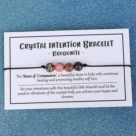Adjustable 'Black Onyx - Stone of Perseverance' Crystal Intention Wish / Friendship Bracelet