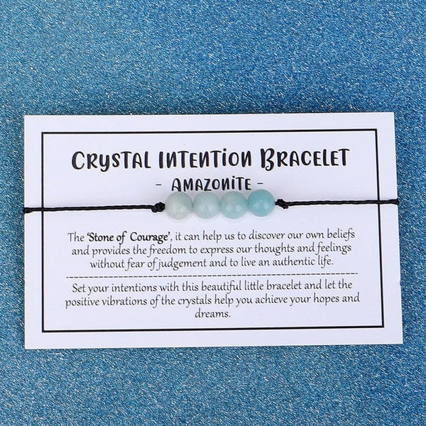 Adjustable 'Amazonite - Stone of Courage' Crystal Intention Wish / Friendship Bracelet