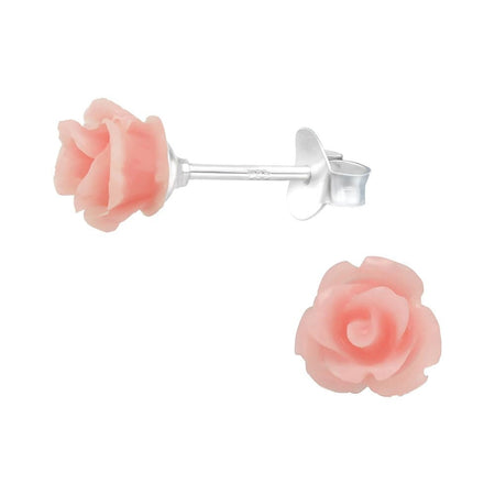 Children's Sterling Silver 'Pink Glitter Flower' Stud Earrings