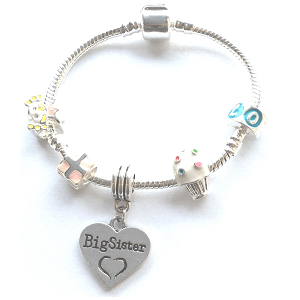 Children's 'Pretty In Pink' Silver Plated Charm Bead Bracelet