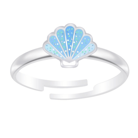 Children's Sterling Silver Adjustable Blue Diamante Star Ring