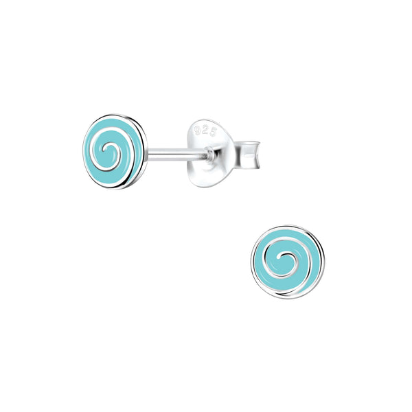 Children's Sterling Silver 'Blue Sweetie Swirl' Stud Earrings