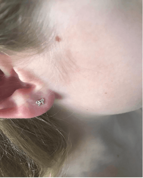 Children's Sterling Silver 'January Birthstone' Bow Stud Earrings