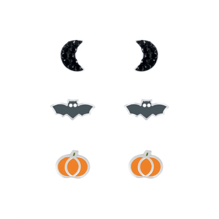 Children's Sterling Silver Halloween Bat Stud Earrings