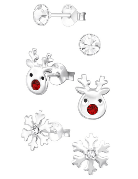 Children's Sterling Silver Christmas Santa Stud Earrings
