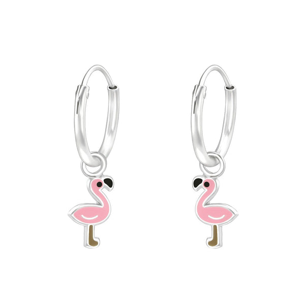 Children's Sterling Silver Flamingo Hoop Earrings