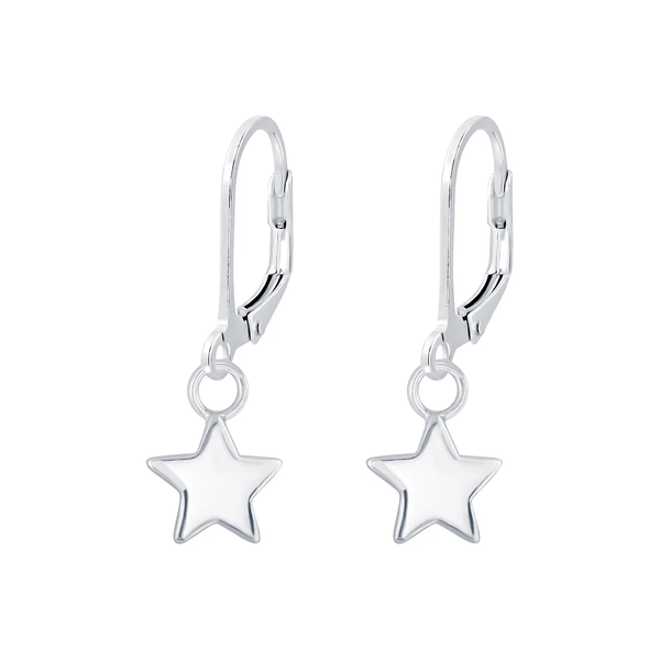 Children's Sterling Silver Star Lever Back Earrings