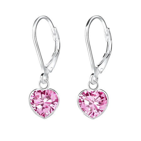 Children's Sterling Silver 'Pink Sparkle Butterfly' Crystal Lever Back Earrings