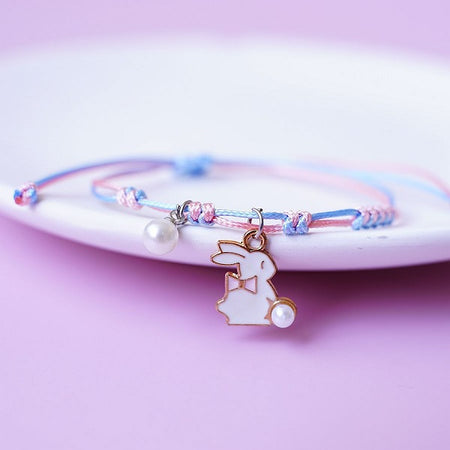 Children's Red 'Easter Bunny Dream' Silver Plated Charm Bead Bracelet