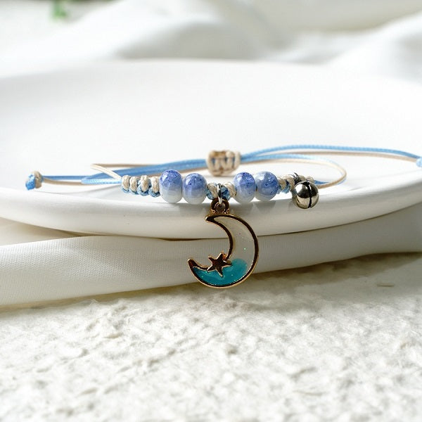 Children's Adjustable Blue Moon Wish Bracelet / Friendship Bracelet -Blue