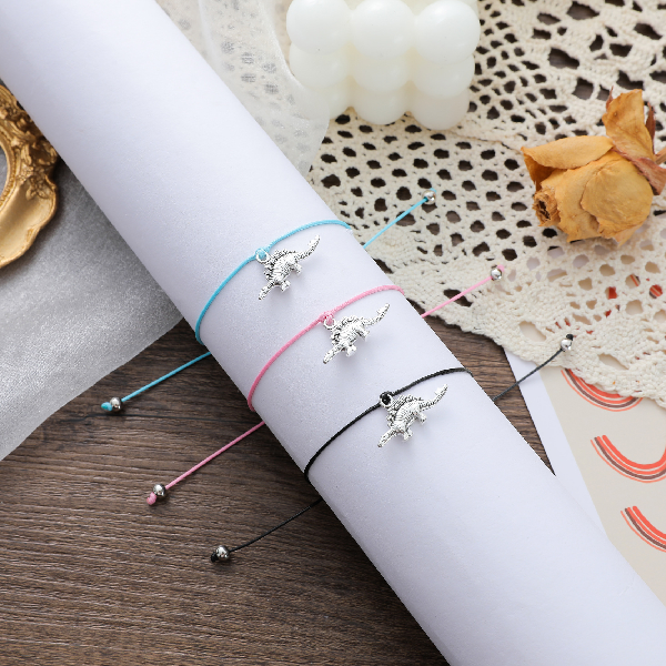 Adjustable Dinosaur Wish Bracelets with Presentation Card - Pink (Adult/Teen/Child)