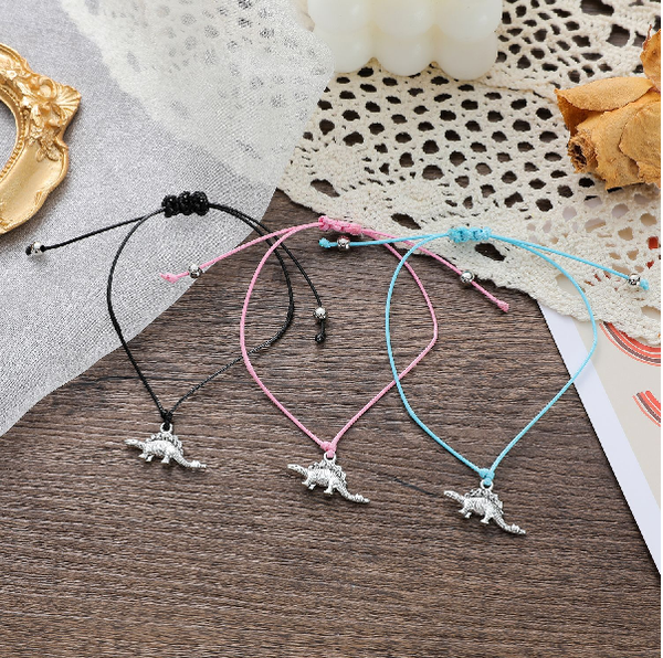 Adjustable Dinosaur Wish Bracelets with Presentation Card - Blue (Adult/Teen/Child)