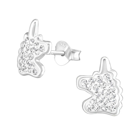 Children's Sterling Silver Christmas Unicorn Stud Earrings