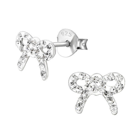 Children's Sterling Silver Crystal Bow Stud Earrings