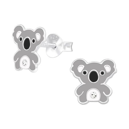 Children's Sterling Silver 'Koala Bear Girl' Stud Earrings