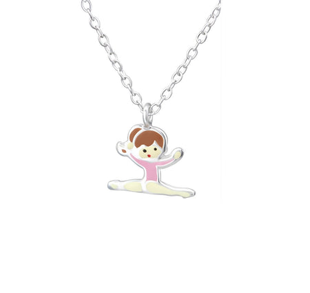 Children's Sterling Silver Ballerina Girl/Gymnastic Girl Pendant Necklace