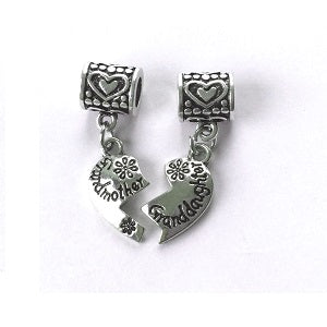 Mother and Daughter Split Heart Pendant Drop Charms