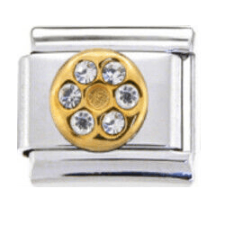 Stainless Steel 9mm Shiny 'Crystal Letter O' Link for Italian Charm Bracelet