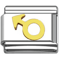 Stainless Steel 9mm Shiny Link with Male Symbol for Italian Charm Bracelet