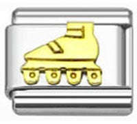 Stainless Steel 9mm Shiny Link with Gold Plated Roller Blade for Italian Charm Bracelet
