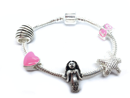 Children's 'Pretty In Pink' Pink Leather Charm Bead Bracelet