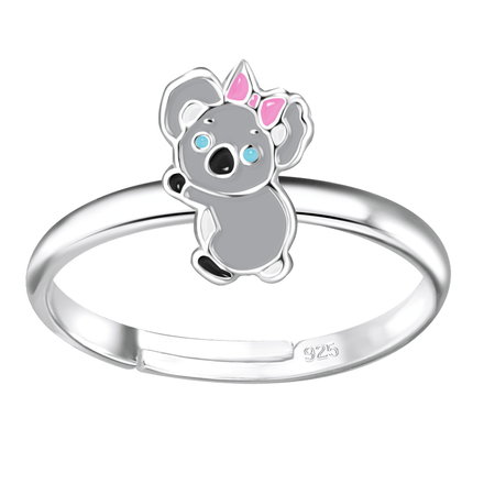Children's Sterling Silver Adjustable Clear Diamante Heart Ring