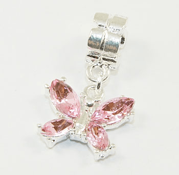 Silver Plated Pink Enamel Bunny Charm