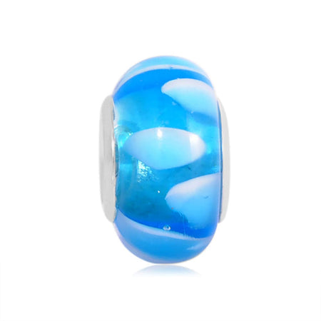 'Blue Dream' Glass Bead With Silver Plated Core