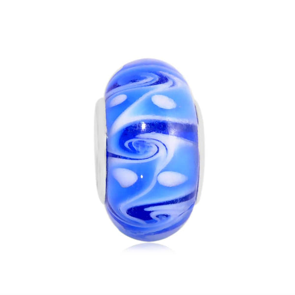 'Blue Passion' Glass Bead With Silver Plated Core