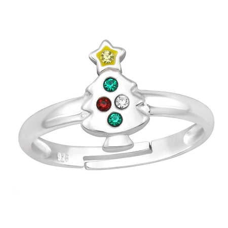 Children's Sterling Silver Adjustable Clear Diamante Star Ring