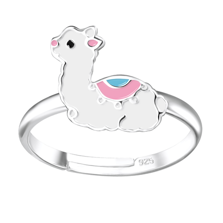 Children's Sterling Silver Adjustable White Cat Ring