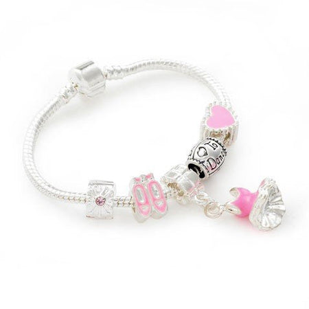 Children's 'Fairytale Dreams' Pink Leather Charm Bead Bracelet