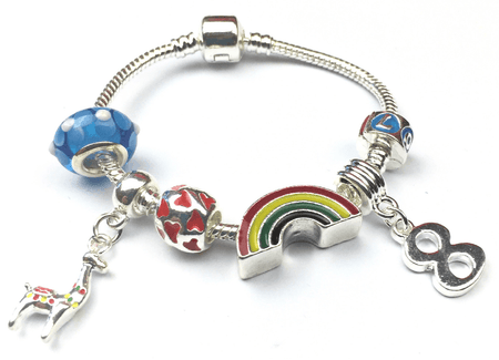 Children's 'Magical Unicorn 9th Birthday' Silver Plated Charm Bead Bracelet