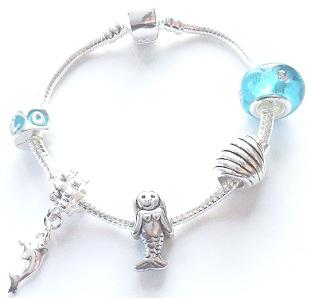 Children's 'I Love Unicorns' Silver Plated Charm Bead Bracelet