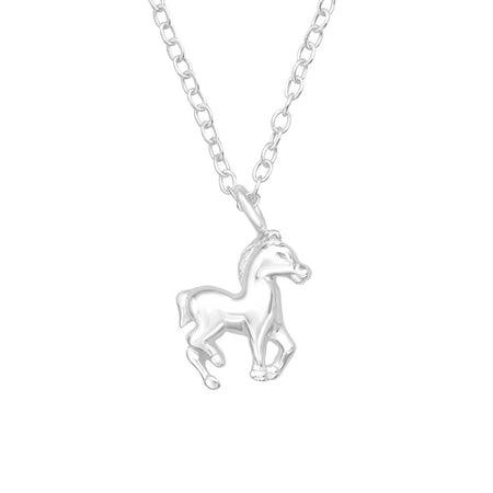 Children's Sterling Silver White and Purple Unicorn Pendant Necklace