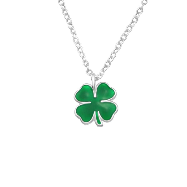 Tiny Four Leaf Clover Necklace - 925 Sterling Silver - Lucky Shamrock Luck  Charm Pendant Necklace for Women
