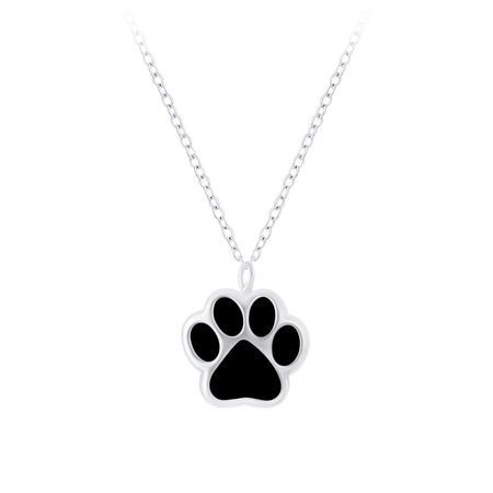 Children's Sterling Silver 'Aqua Blue Crystal Paw' Pendant Necklace