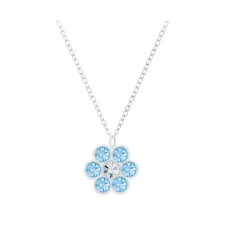 Children's Sterling Silver Light Sapphire Blue Crystal Star Pendant Necklace