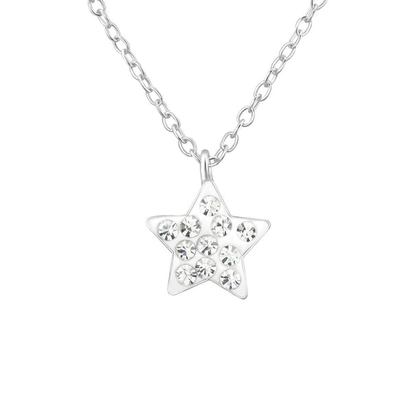 Children's Sterling Silver Crystal Star Pendant Necklace