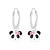 Children's Sterling Silver 'Panda with Bow' Hoop Earrings