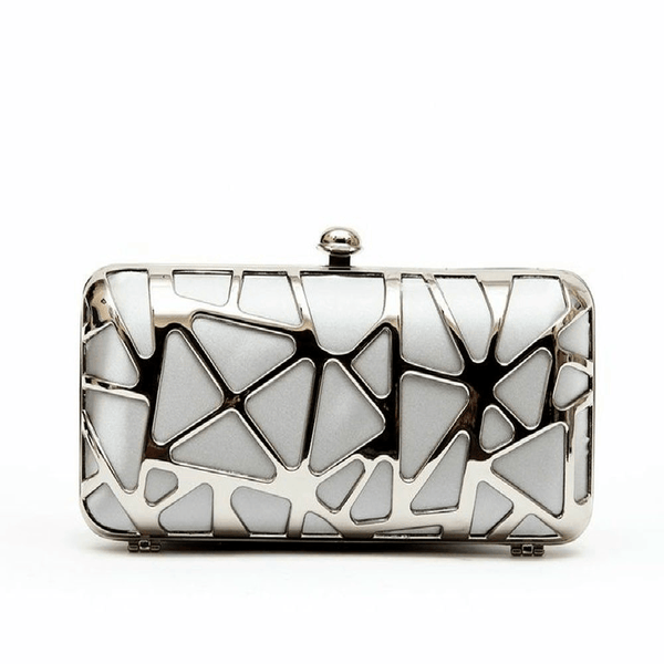 Penelope Silver Metal Clutch Bag