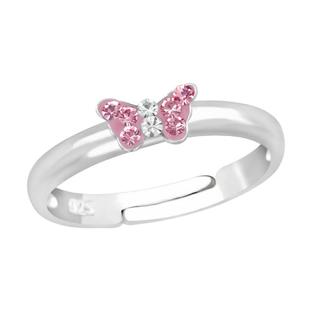 Children's Sterling Silver 'Pink Sparkle Butterfly' Crystal Stud Earrings