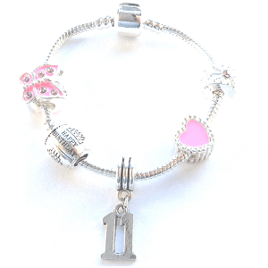 Children's 'Pink Princess 8th Birthday' Silver Plated Charm Bead Bracelet
