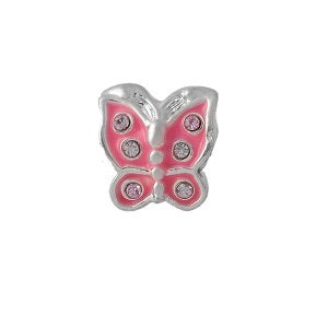 Silver Plated Aqua Enamel Butterfly Charm