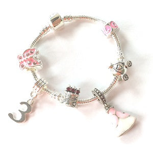 Children's 'Pink Princess 10th Birthday' Silver Plated Charm Bead Bracelet